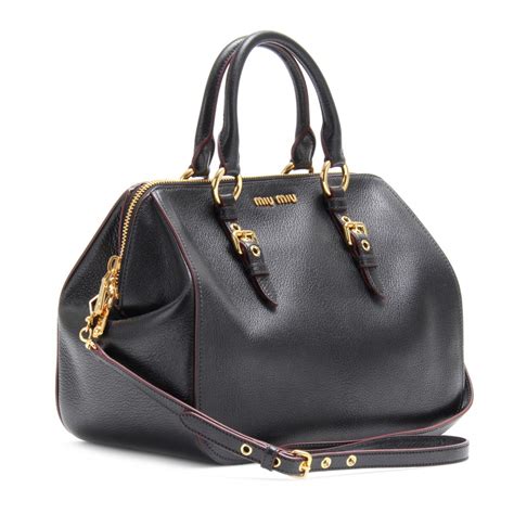 miu miu black leather handbag